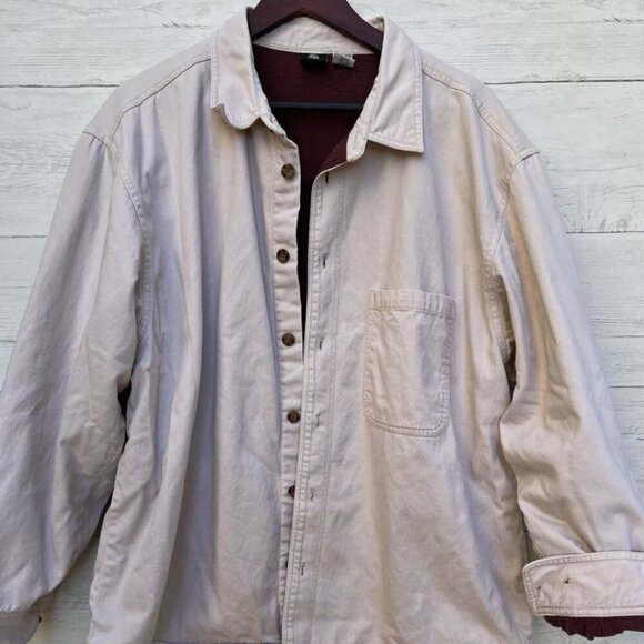 Unbrabded Other - Cream and Red Lightweight Shirt Jacket